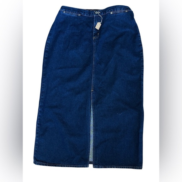 🌴 Ashley Stewart Dark Wash Denim Maxi Skirt 3X EUC - Picture 1 of 3